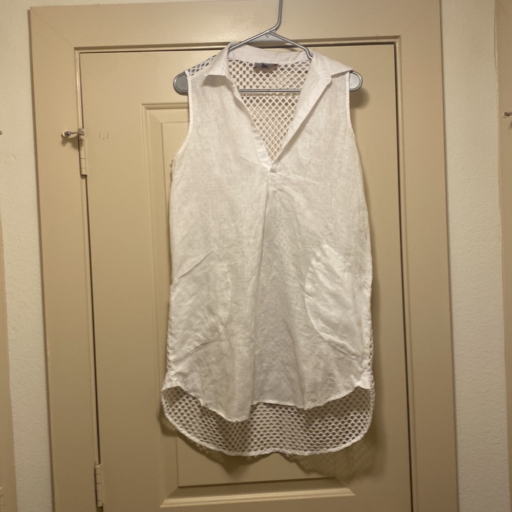 White, swimsuit cover-up. Netted back! - Picture 3 of 7